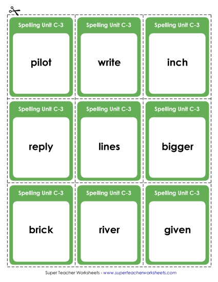 Flashcards and Word Wheel - Flashcards (C-3) (Printable PDF Worksheet)