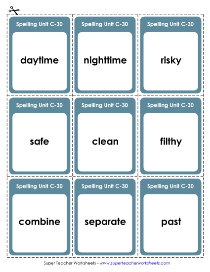 Flashcards and Word Wheel - Flashcards (C-30) (Printable PDF Worksheet)