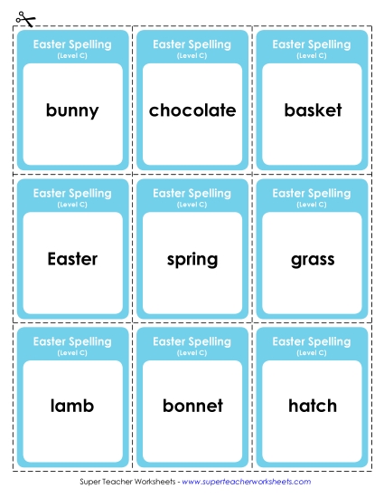 Flashcards and Word Wheel - Flashcards (C-Easter)  (Printable PDF Worksheet)