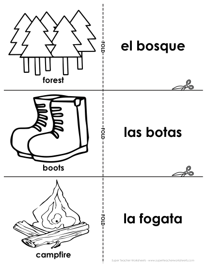 Camping (El camping) - Flashcards: Camping (Printable PDF Worksheet)