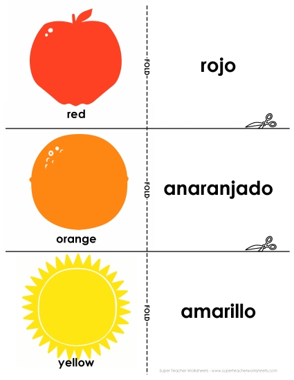 Colors (Colores) - Flashcards: Colors (Printable PDF Worksheet)