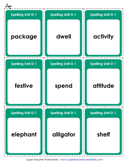 Flashcards - Flashcards (D-1) (Printable PDF Worksheet)