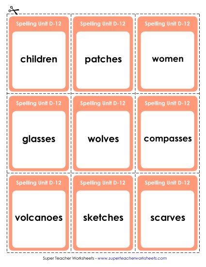 Flashcards - Flashcards (D-12) (Printable PDF Worksheet)