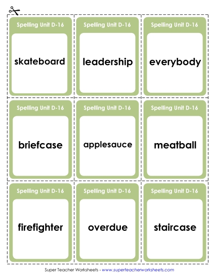 Flashcards - Flashcards (D-16) (Printable PDF Worksheet)