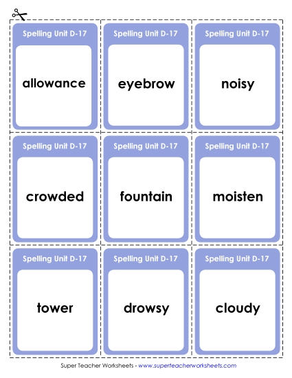 Flashcards - Flashcards (D-17) (Printable PDF Worksheet)