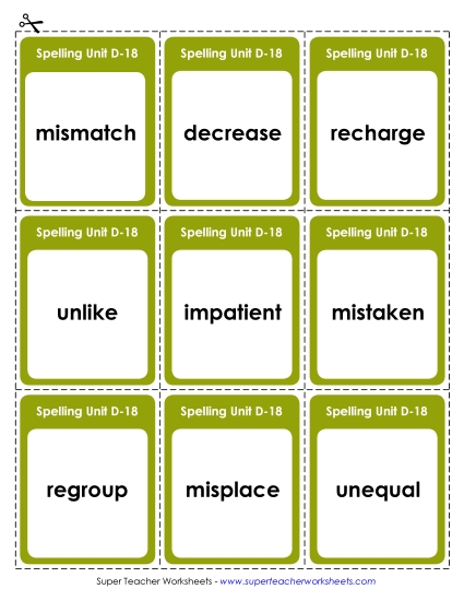 Flashcards - Flashcards (D-18) (Printable PDF Worksheet)