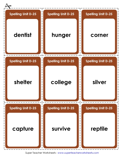 Flashcards - Flashcards (D-25) (Printable PDF Worksheet)