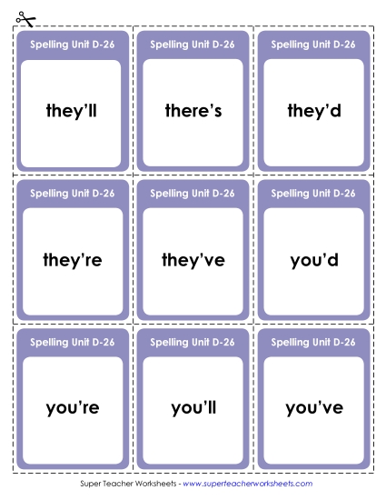 Flashcards - Flashcards (D-26) (Printable PDF Worksheet)
