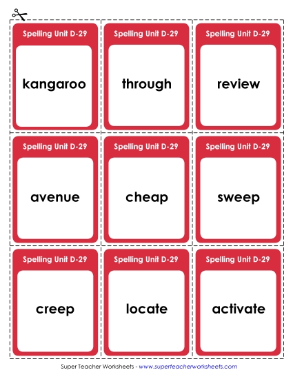 Flashcards - Flashcards (D-29) (Printable PDF Worksheet)