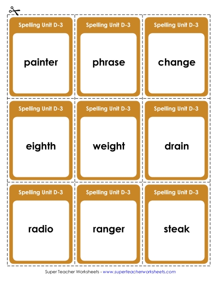 Flashcards - Flashcards (D-3) (Printable PDF Worksheet)