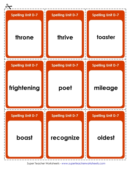 Flashcards - Flashcards (D-7) (Printable PDF Worksheet)