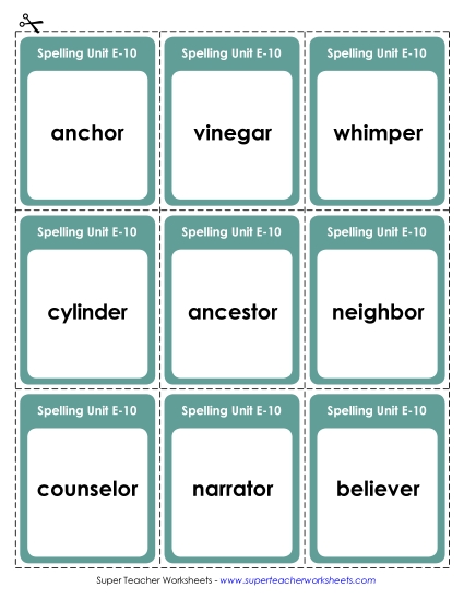 Flashcards - Flashcards (E-10) (Printable PDF Worksheet)
