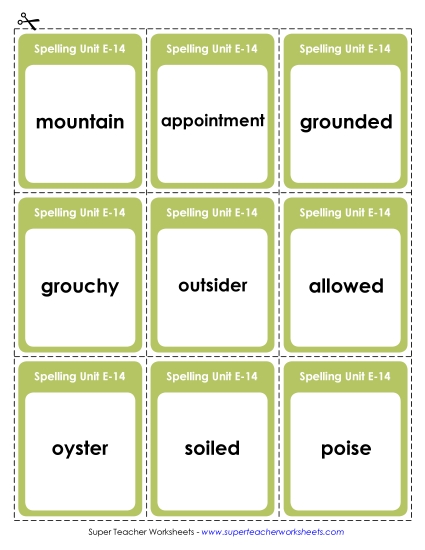 Flashcards - Flashcards (E-14) (Printable PDF Worksheet)