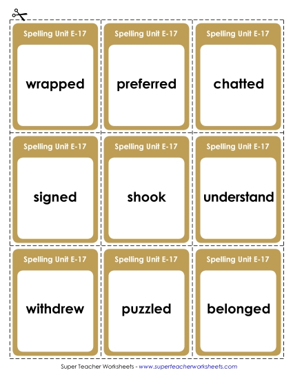 Flashcards - Flashcards (E-17) (Printable PDF Worksheet)