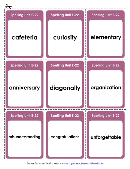 Flashcards - Flashcards (E-22) (Printable PDF Worksheet)