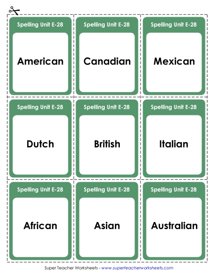 Flashcards - Flashcards (E-28) (Printable PDF Worksheet)