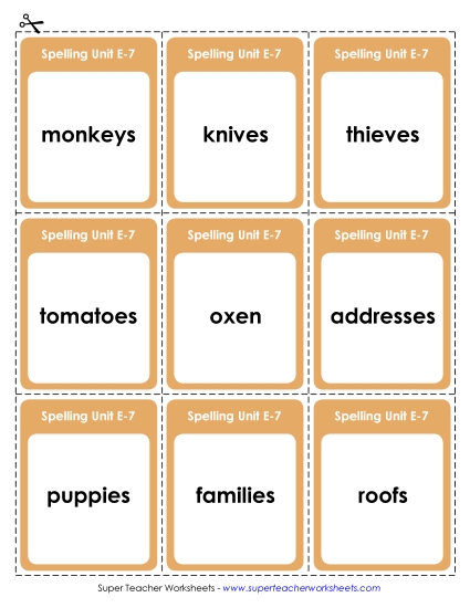 Flashcards - Flashcards (E-7) (Printable PDF Worksheet)