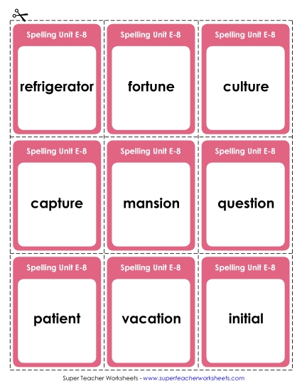Flashcards - Flashcards (E-8) (Printable PDF Worksheet)