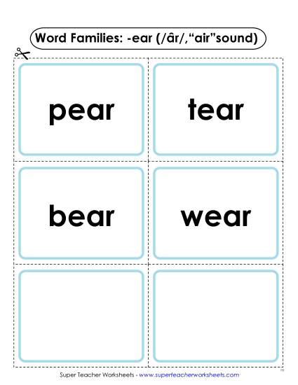 -ear ('air' sound) Slider, Flashcards, & Word Wheel - Flashcards -ear (