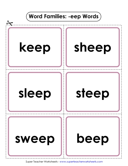 Word Slider, Flashcards, and Word Wheel - Flashcards (-eep) (Printable PDF Worksheet)