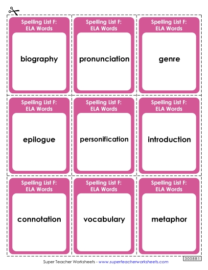 Flashcards - Flashcards (ELA) (Printable PDF Worksheet)