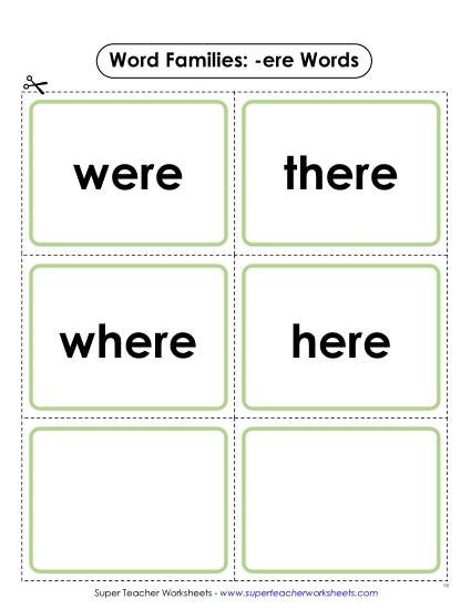 Flashcards and Word Wheel - Flashcards (-ere) (Printable PDF Worksheet)