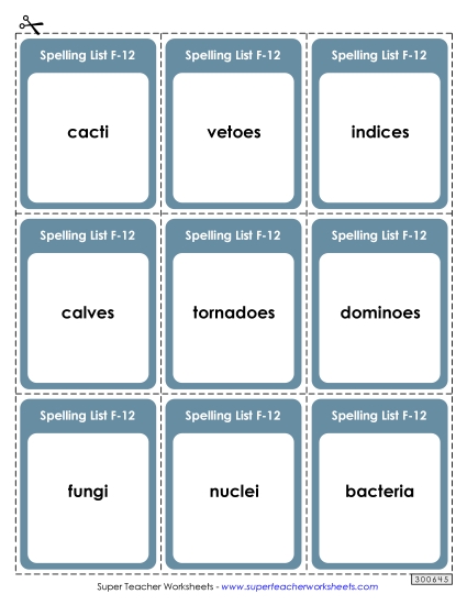 Flashcards - Flashcards (F-12)  (Printable PDF Worksheet)
