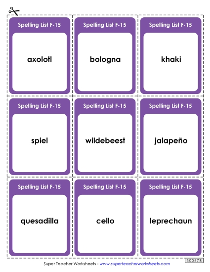 Flashcards - Flashcards (F-15)  (Printable PDF Worksheet)