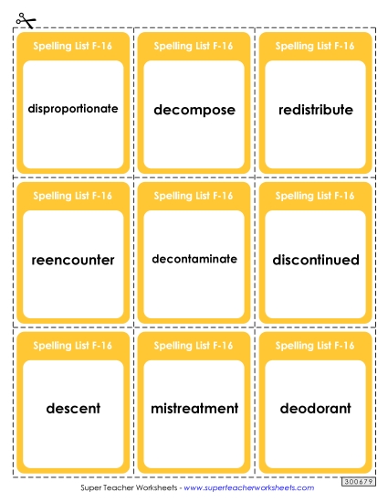 Flashcards - Flashcards (F-16)  (Printable PDF Worksheet)