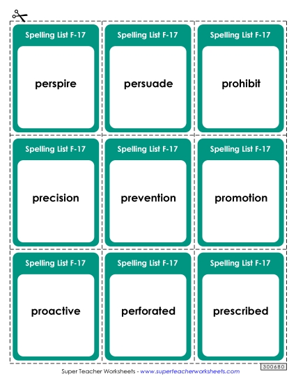Flashcards - Flashcards (F-17)  (Printable PDF Worksheet)