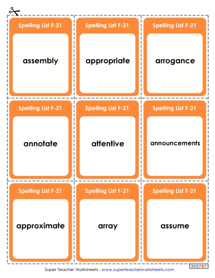 Flashcards - Flashcards (F-21)  (Printable PDF Worksheet)