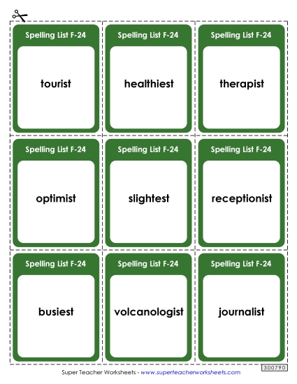 Flashcards - Flashcards (F-24)  (Printable PDF Worksheet)