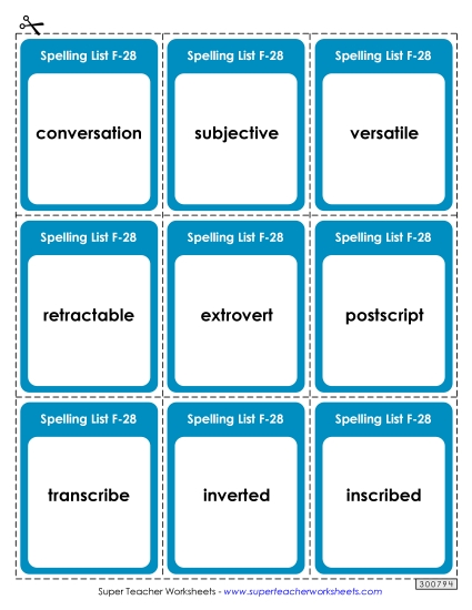 Flashcards - Flashcards (F-28) (Printable PDF Worksheet)