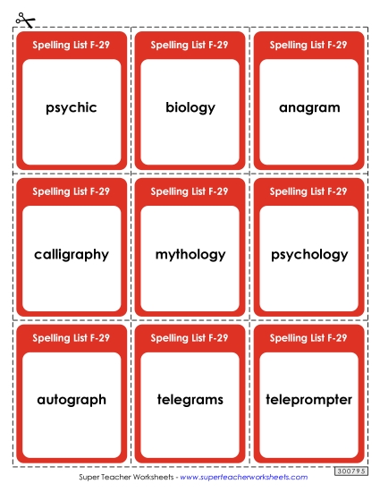 Flashcards - Flashcards (F-29) (Printable PDF Worksheet)