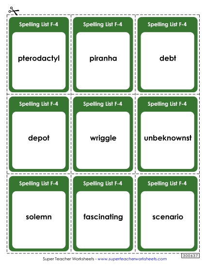 Flashcards - Flashcards (F-4)  (Printable PDF Worksheet)