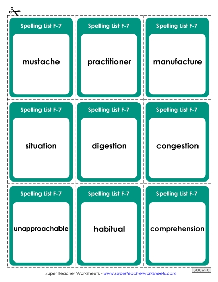 Flashcards - Flashcards (F-7)  (Printable PDF Worksheet)
