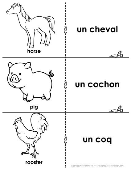 Farm Animals (Les animaux de la ferme) - Flashcards: Farm Animals (Printable PDF Worksheet)