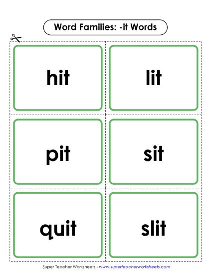 Word Slider, Flashcards, and Word Wheel - Flashcards (-it) (Printable PDF Worksheet)