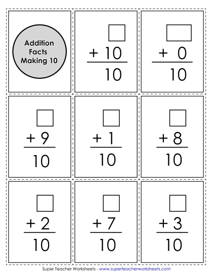 Flash Cards - Flashcards: Making 10 (Printable PDF Worksheet)