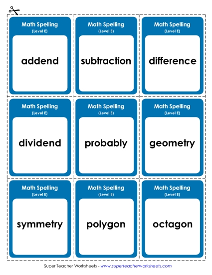 Flashcards - Flashcards (Math) (Printable PDF Worksheet)
