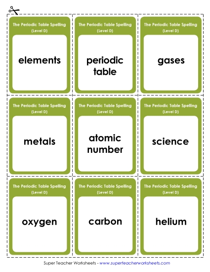 Flashcards - Flashcards (Periodic Table) (Printable PDF Worksheet)