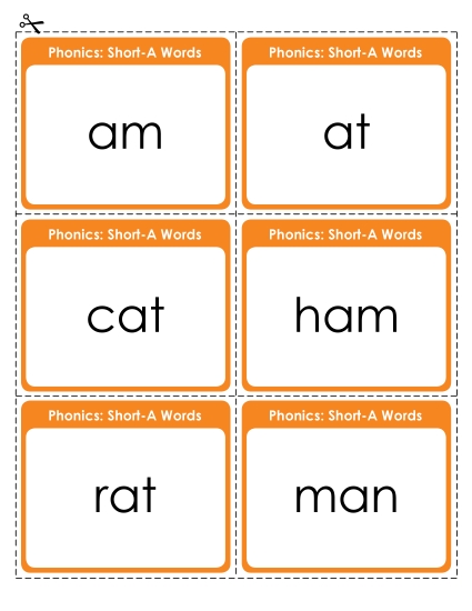Flashcards and Word Wheels - Flashcards (Short A) (Printable PDF Worksheet)