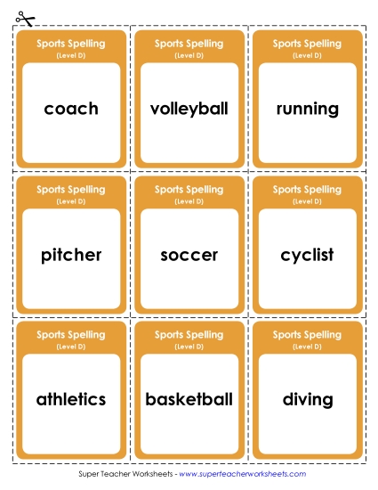 Flashcards - Flashcards (Sports) (Printable PDF Worksheet)