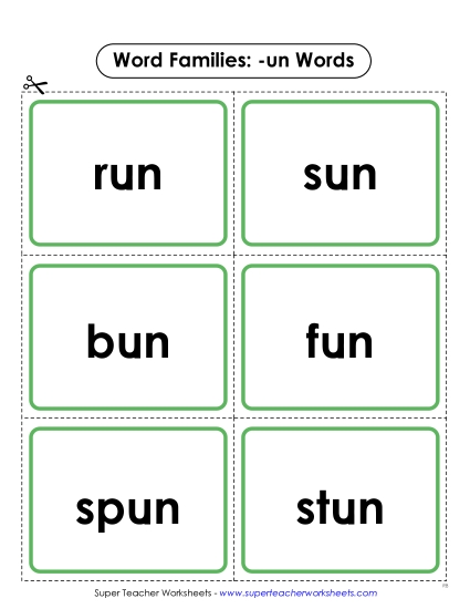 Word Slider, Flashcards, and Word Wheel - Flashcards (-un) (Printable PDF Worksheet)