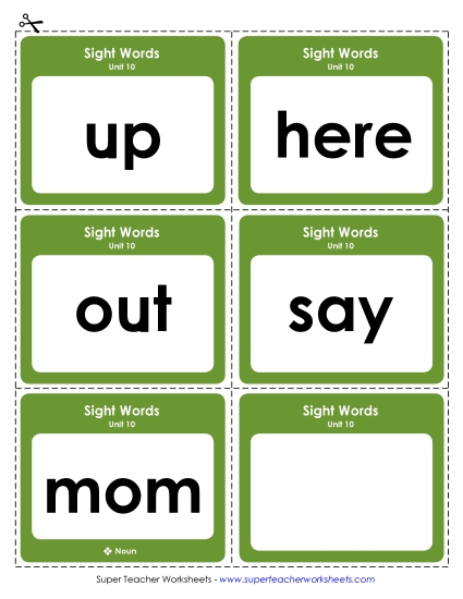 Reading Practice Tools - Flashcards (Unit 10) (Printable PDF Worksheet)