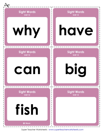 Reading Practice Tools - Flashcards (Unit 12) (Printable PDF Worksheet)