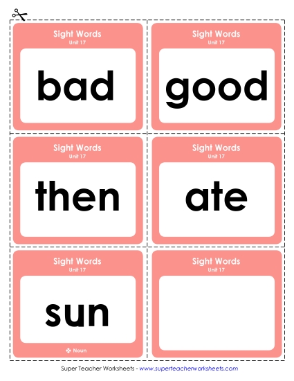 Reading Practice Tools - Flashcards (Unit 17) (Printable PDF Worksheet)