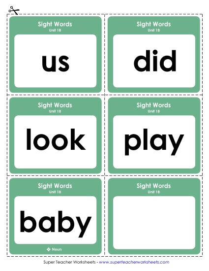 Reading Practice Tools - Flashcards (Unit 18) (Printable PDF Worksheet)