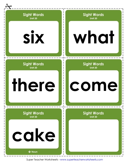 Reading Practice Tools - Flashcards (Unit 20) (Printable PDF Worksheet)