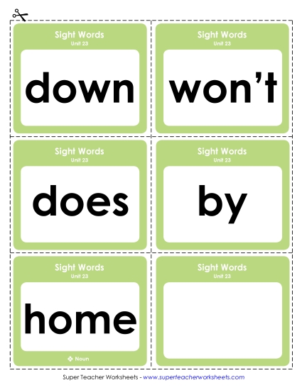 Reading Practice Tools - Flashcards (Unit 23) (Printable PDF Worksheet)